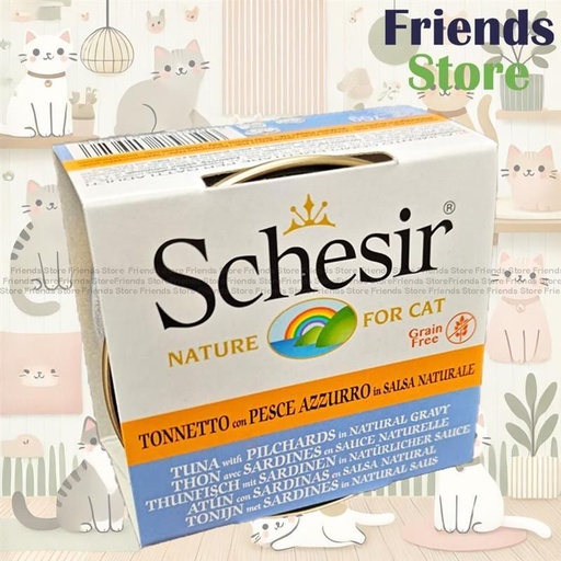 [SCH615626] Schesir -  ウェット オリジナル グレービー 無穀物 ツナ＆サーディン グレービー 猫缶 70g