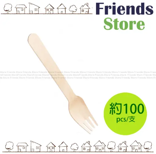 [300414A2] 6-inch Wooden Disposable Fork (approx. 100 pieces/pack), Environmentally Friendly & Biodegradable