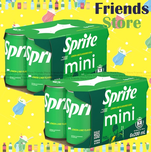 [400168_6CAN] 雪碧 - 迷你罐裝 檸檬青檸味 汽水 飲品  (200毫升 X 6 X 2) #Sprite