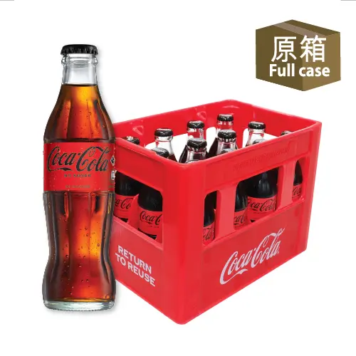 [400254] 可口可樂 - [原箱] 玻璃樽裝 零系ZERO可樂汽水 (250毫升 X 12) #Coke #Coca-Cola