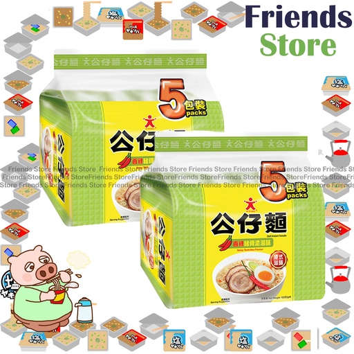 [400N9D] 公仔點心 - (五包裝) 香辣豬骨濃湯味 公仔麵 (103克 X 5 X 2)