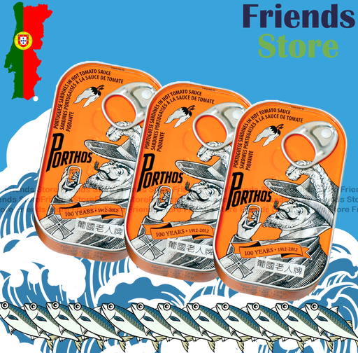 [400782] PORTHOS - Sardines in Hot Tomato Sauce (orange) (125g X 3 cans)