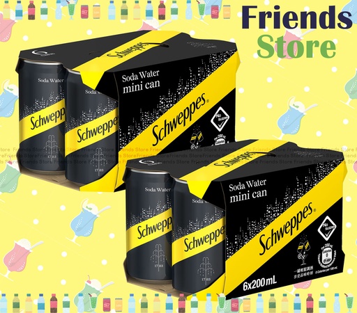 [400298] Schweppes - Soda water [mini can] (200ml X 6 X 2) New/old packing randomly distributed