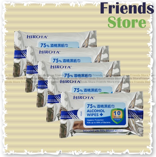 [W050314] HIROTA - アルコール75%ウェットティッシュ（10枚×5）