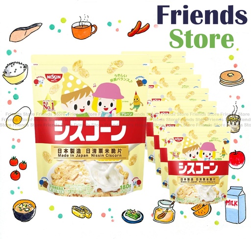 [4YSH8AF] 日清 - [原箱] 思樂都 早餐粟米片 玉米片 原味 (180克 X 8)